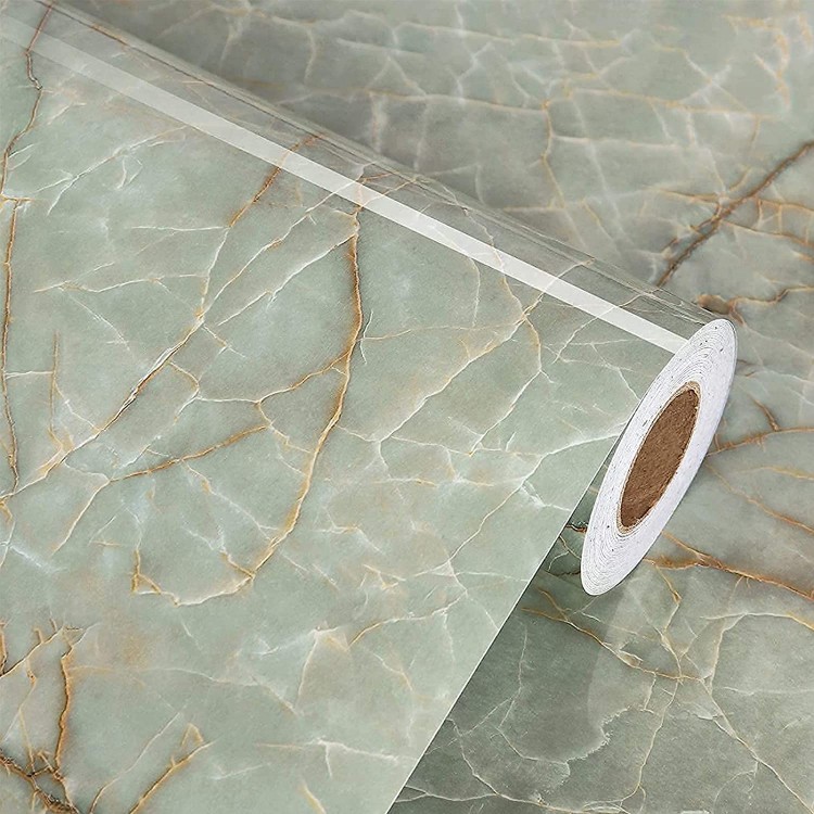 LIKILIKI Marble Wallpaper Peel and Stick 21.5" x 393" Green Marble Contact Paper for Countertops Waterproof Removable Countertop Contact Paper Granite Self Adhesive Film for Cabinets Easy to Clean