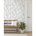 NextWall Delicate Branches Peel and Stick Wallpaper Ebony