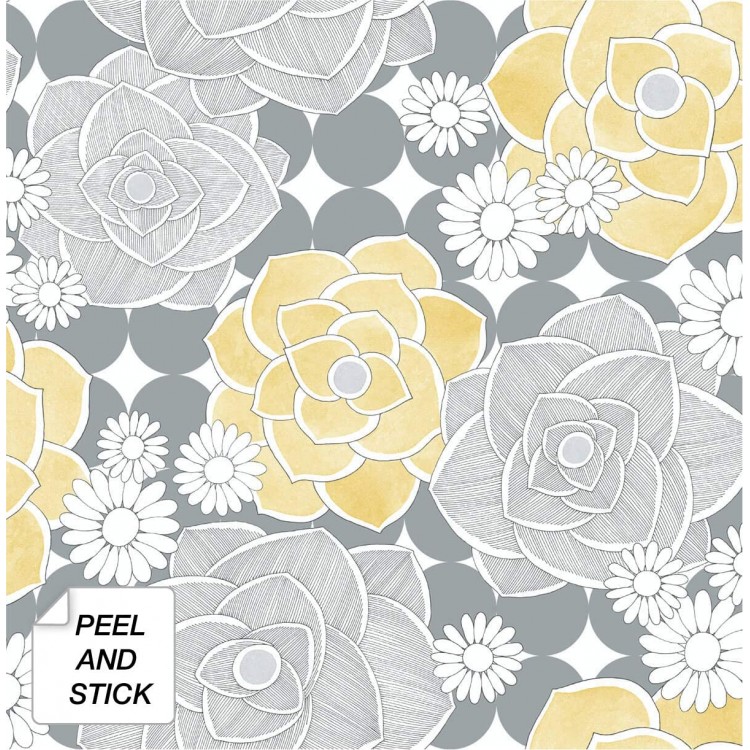 NextWall Retro Floral Peel and Stick Wallpaper
