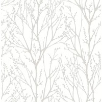 NuWallpaper NU2394 Treetops Peel & Stick Wallpaper Silver