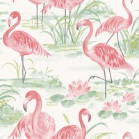 NuWallpaper Pink Flamingo Beach Peel and Stick Wallpaper NUS3679