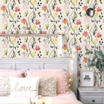 Orainege Vintage Floral Wallpaper Peel and Stick Wallpaper Flowers Birds Removable Wallpaper 17.7inchx78.7inch Floral Decorative Wallpaper Beige Contact Paper Vinyl Butterfly Self Adhesive Wall Paper