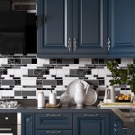 Peel and Stick Backsplash Tiles for Kitchen Black and White Stick on Backsplash Kitchen Backsplash Contact Paper Kitchen Wallpaper Self Adhesive Removable Wallpaper for Bathroom Waterproof 15.7”×118”