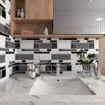 Peel and Stick Backsplash Tiles for Kitchen Black and White Stick on Backsplash Kitchen Backsplash Contact Paper Kitchen Wallpaper Self Adhesive Removable Wallpaper for Bathroom Waterproof 15.7”×118”