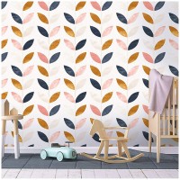 Room Decor Leaf Peel and Stick Wallpaper Boho Self Adhesive Removable White Navy Bronze