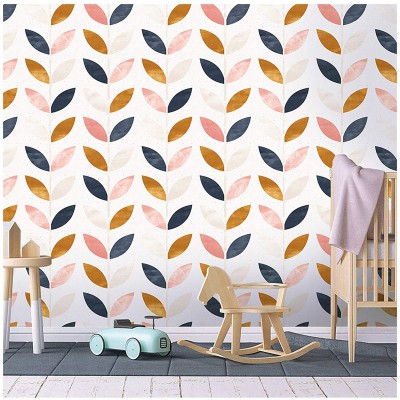 Room Decor Leaf Peel and Stick Wallpaper Boho Self Adhesive Removable White Navy Bronze