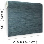 RoomMates RMK11314WP Blue Faux Grasscloth Non-Textured Peel and Stick Wallpaper 20.5 inches x 16.5 feet