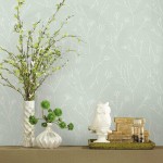 RoomMates RMK11950WP Green and White Twigs Peel and Stick Wallpaper
