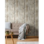 RoomMates RMK9050WP White Distressed Wood Peel and Stick Wallpaper