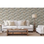 Savvy Decorator SV5450 Tan Brick Wallpaper Peel & Stick Tan Gray Light Brown