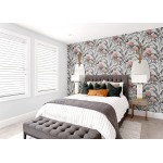 Stacy Garcia Home Palma Tropical Peel and Stick Wallpaper Metallic Silver & Coral