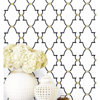 Timeet Black and White Trellis Wallpaper Peel and Stick Wallpaper 17.7"x78.7" Self Adhesive Removable Wallpaper Waterproof for Shelf Liner Drawer Room Wall Decor Film Vinyl Roll