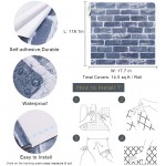 Timeet Blue Brick Wallpaper Peel and Stick Wallpaper 17.7" x 118.11" Self-Adhesive Removable Brick Textured Wallpaper Waterproof Backplash Bathroom Wall Decoration