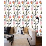 Vinyl Vintage Wallpaper Stick and Peel Flower self Adhesive Wallpaper Colorful for Bedroom Living Room Walls 17.7inch x 118inch Roll