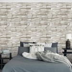 Wenmer Beige Stone Peel and Stick Wallpaper 17.7" x 394" 3D Brick Wallpaper Faux Brick Wallpaper Brick Self Adhesive Removable Wallpaper Textured Stone Wall Paper for Kitchen Backsplash Walls
