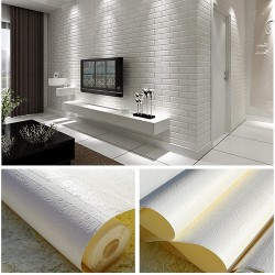 White Brick Wallpaper Faux Textured Brick Wallpaper 374in × 20.8in 54sq ft Stone Brick Contact Paper PVC 3D Bedroom Wallpaper Waterproof Wallpaper for Home Decoration White + Off White 0.5m*9.5m