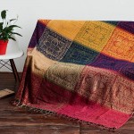 AIVIA Boho Throw Blanket Colorful Chenille Woven Bohemian Chair Recliner Furniture Cover Aztec Hippie Throws Sofa Blankets 60" x 75" Red Green Navy Yellow