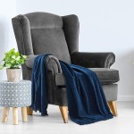 Americanflat Chenille Throw Blanket in Blue with Breathable Polyester with Decorative Fringe Wrinkle and Fade Resistant 50" x 60"