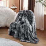Bedsure Faux Fur Throw Blanket for Couch Grey Tie-dye Fuzzy Fluffy Super Soft Furry Plush Decorative Comfy Shag Thick Sherpa Shaggy Throws and Blankets for Sofa Bed 50x60 inches