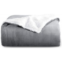 Bedsure Sherpa Fleece Throw Blanket for Couch Grey Thick Fuzzy Warm Soft Blankets and Throws for Sofa 50x60 Inches
