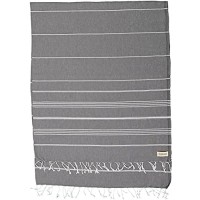 Bersuse 100% Cotton Anatolia XL Throw Blanket Turkish Towel 61x82 Inches Anthracite