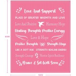 Breast Cancer Gifts for Women Macevia Fleece Healing Thoughts Throw Blanket Super Soft & Warm Get Well Breast Cancer Throw Blanket Sympathy Gift with Inspirational Mother Gift 50"x60" Pink