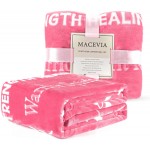 Breast Cancer Gifts for Women Macevia Fleece Healing Thoughts Throw Blanket Super Soft & Warm Get Well Breast Cancer Throw Blanket Sympathy Gift with Inspirational Mother Gift 50"x60" Pink