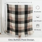 Buffalo Plaid Throw Blanket for Couch Farmhouse Check Style Soft Cozy Lightweight with Tassels for Bed Sofa Living Room Home Office Outdoor 50 x 60 Inches Black Brown