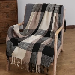 Buffalo Plaid Throw Blanket for Couch Farmhouse Check Style Soft Cozy Lightweight with Tassels for Bed Sofa Living Room Home Office Outdoor 50 x 60 Inches Black Brown