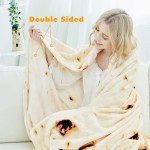 CASOFU Burritos Blanket Double Sided Giant Flour Tortilla Throw Blanket Novelty Tortilla Blanket for Your Family 285 GSM Soft and Comfortable Flannel Taco Blanket for Adults. Beige 71 inches