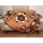 CCHYF Aztec Throw Blanket Native American Blanket Southwestern Boho Decor Reversible Woven Tassels Mexican Blankets and Throws for Couch Bed Chair Wall Tapestry Livingroom Outdoor Beach Brown 51"x63"