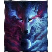 Celestial Wolf Super Soft Full Queen Size Plush Fleece Blanket 75" x 90"