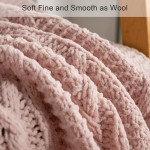 Chunky Knit Blanket with pom poms- Thick Soft Big Cozy Throw Blankets for Couch Bed Sofa Chair-50×60 Inches,Pink