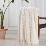 Decorative Extra Soft Fuzzy Faux Fur Throw Blanket 50" x 60",Solid Reversible Lightweight Long Hair Shaggy Blanket,Fluffy Cozy Plush Comfy Microfiber Fleece Blankets for Couch Sofa Bedroom,Cream White