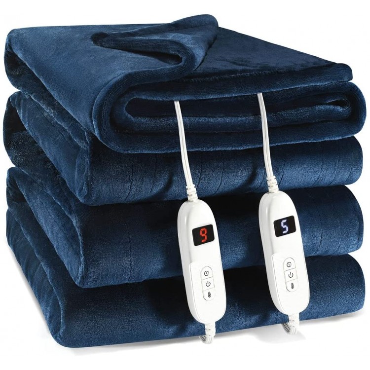 Electric Heated Blanket Queen Size 84'' x 90'' Machine Washable Electric Blanket Inches Dobell LCD Controller's 10 Heating Settings and Auto Shut-Off Extremely Soft and Comfortable