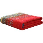 Exclusivo Mezcla Cotton Boho Stripe Quilted Throw Blanket Reversible Paisley Quilt Blanket 50X60 Inch Machine Washable and Dryable