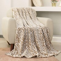 FY FIBER HOUSE Flannel Fleece Throw Microfiber Blanket with 3D Cheetah Print,50 by 60-Inch,Brown