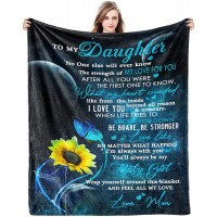 Gift for My Daughter Blanket from Mom as Birthday Present I Love You Letter to Her Ultra-Soft Flannel Fleece Light Weight Bed Throw 60x50'' Daughter Gift