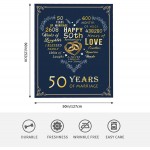 Gifts for 50th Anniversary Blanket 50th Golden Wedding Anniversary Couple Gifts for Dad Mom Grandparents 50 Years of Marriage Throw Blankets Gift for Husband Wife 50"x60"