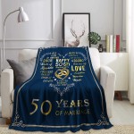 Gifts for 50th Anniversary Blanket 50th Golden Wedding Anniversary Couple Gifts for Dad Mom Grandparents 50 Years of Marriage Throw Blankets Gift for Husband Wife 50"x60"