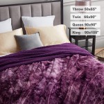 Hansleep Faux Fur Blanket with Reversible Sherpa Super Soft Fuzzy Throw Blanket for Sofa Couch Bed Light Weight Warm Blanket All Season Use Aubergine Queen 90x90