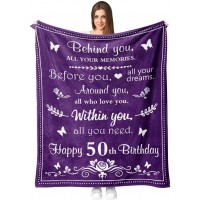 Happy 1972 50th Birthday Gifts Blanket for Women Her Wife Sister Mom Friends Grandmother Coworker Boss 50th Birthday Blankets Throw 60"×50" 50th Birthday Gift Ideas Gifts for 50th Birthday