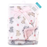 Hudson Baby Unisex Baby Plush Blanket with Sherpa Back Bunny One Size