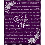 Jekeno I Love You Mom Gift Blanket Birthday Gifts for Women Unique Mom Gifts from Daughter or Son for Birthday Mothers Day Christmas Warm Soft Double Sided Print Throw 50"x60" Purple