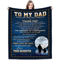 Joyloce to My Dad from Daughter Flannel Fleece Throw Blanket 60"x50" Grateful Love Birthday Gift Throws Blankets Happy Father's Day Present for Sofa Super Cozy Lightweight Father Gifts Idea