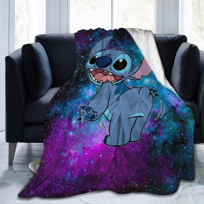 Kevlin Shop_Lilo_&_Stitch_Blanket Flannel 3D Printed Soft Warm Throw Blanket Warm Home Bed,Sofa Blanket 80"X60"