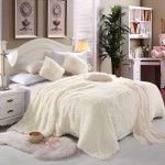 LOCHAS Super Soft Shaggy Faux Fur Blanket Plush Fuzzy Bed Throw Decorative Washable Cozy Sherpa Fluffy Blankets for Couch Chair Sofa Cream White 50" x 60"