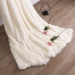 LOCHAS Super Soft Shaggy Faux Fur Blanket Plush Fuzzy Bed Throw Decorative Washable Cozy Sherpa Fluffy Blankets for Couch Chair Sofa Cream White 50" x 60"