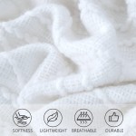 LUCIAN Knitted Throw Blankets White Decorative Textured Cozy Throw Lightweight Woven Blanket with Tassels for Couch Bed Sofa,Travel 50"*60",Suitable for Women Men and Kids