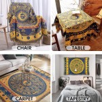 MayNest Boho Woven Throw Blanket Reversible Cotton Bohemian Tapestry Hippie Room Decor Witchy Astrology Zodiac Celestial Constellation Carpet Bed Chair Couch Sofa Cover Double Sided Yellow 51"x71"